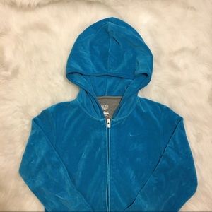 Nike Blue Velvet Zip Up Jacket Pockets Size Small